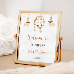 Boho Llama Mobile Baby Shower Willkommen Poster