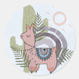 Boho Llama Runder Aufkleber