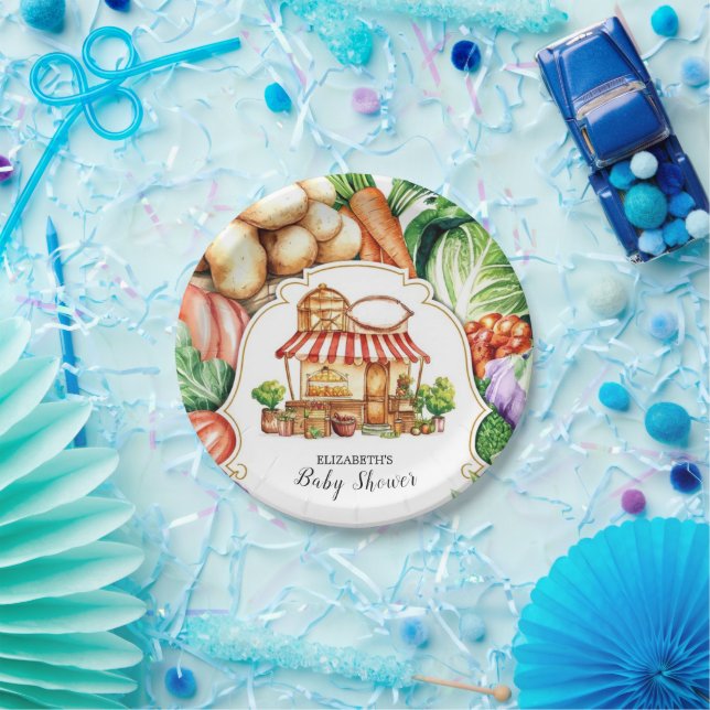 Boho Locally Grown Farmer's Market Baby Shower Pappteller (Party)
