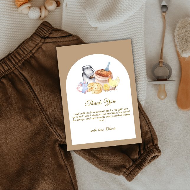 Boho Locwn Grown Farm Chicken Mouse Baby Shower Dankeskarte (Boho Locally Grown Farm Chicken Mouse Baby Shower Thank You Card)