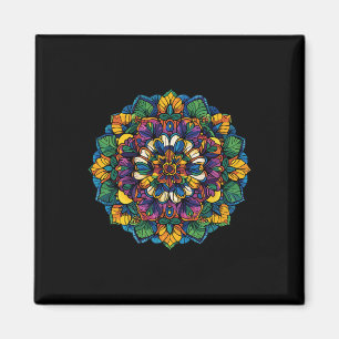 Boho-Lotus-Mandala Farbige Blumen Yoga Meditation Magnet