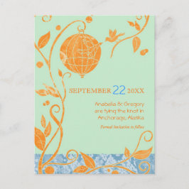 Boho Love Birds Mint Wedding Save the Date Ankündigungspostkarte