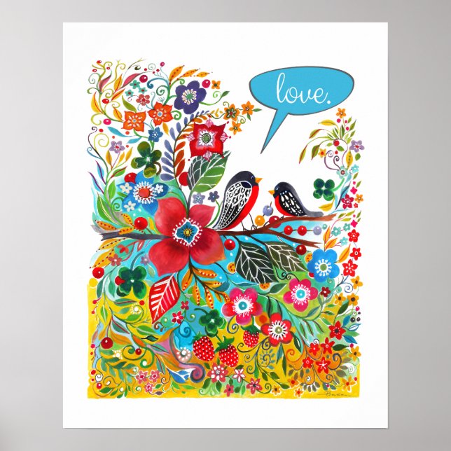 Boho Love Birds Poster (Vorne)