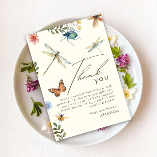 Boho Love Bug Insectes Dragonfly Carte de remercie