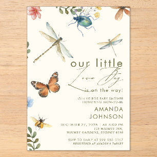 Boho Love Bug Insekten Libelle Baby Shower Acryleinladungen