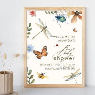 Boho Love Bug Insekten Libelle Babyparty Poster