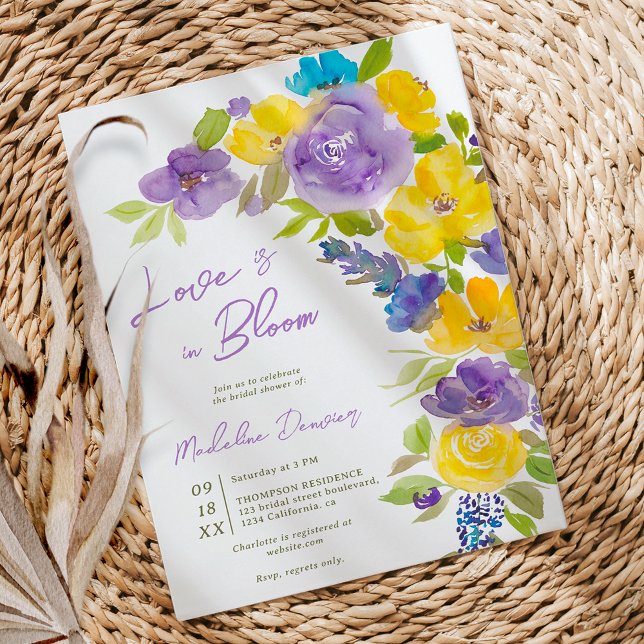 Boho love in bloom lavender floral bridal shower einladung (Boho love in bloom lavender floral bridal shower invitation)