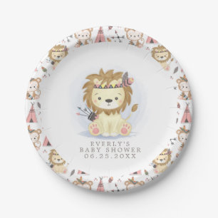 Boho-Löwe-Tribal-Aquarell-Bohemian-Baby-Party Pappteller