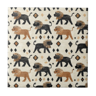 Boho-Löwen-Tribal-Safari-Muster Fliese