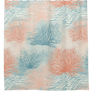 Boho Luxe Wasserfarbe Küstenkorallenmuster (5) Duschvorhang