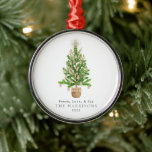 Boho Macrame Christmas Tree Holiday Ornament Aus Metall<br><div class="desc">Illustration eines Weihnachtsbaumes in Makrame Topf mit Boho Tassels und Pampas dekoriert. Der Baum ist mit einem Stern überzogen.</div>