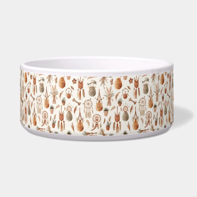 Boho Macrame Easter Pet Bowl Woven Eggs Rope Bones Napf (Vorderseite)