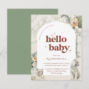 Boho-Macramé-Tiger-Grün Babyparty Begleitkarte