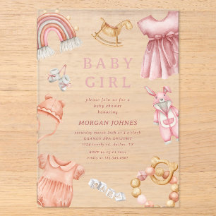Boho-Mädchenkleidung Baby-Party Acryleinladungen