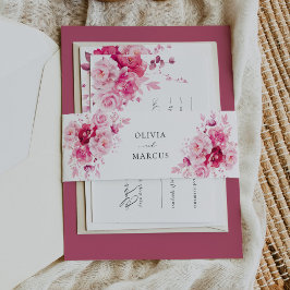 Boho Magenta Hot Pink Floral Wedding Einladungsbanderole