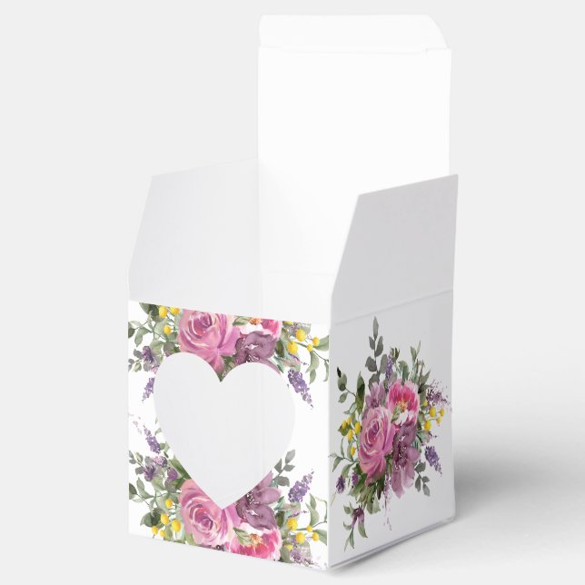 Boho Magenta Lila Pink Mauve Floral Wedding Geschenkschachtel (Geöffnet)