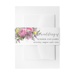 Boho Magenta Lila Pink Yellow Floral Wedding Einladungsbanderole