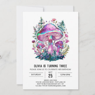 Boho Magical Digital Mushroom Geburtstag Einladung