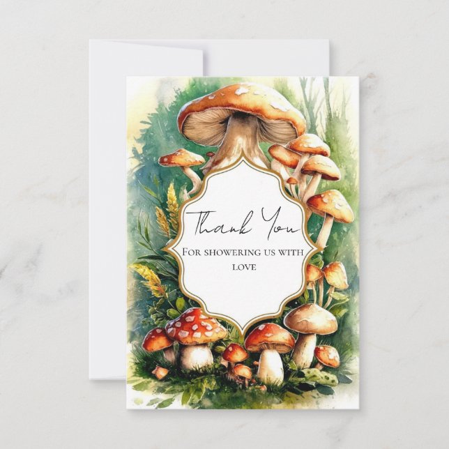 Boho Magical Mushroom Baby Dusche Dankeskarte (Vorderseite)