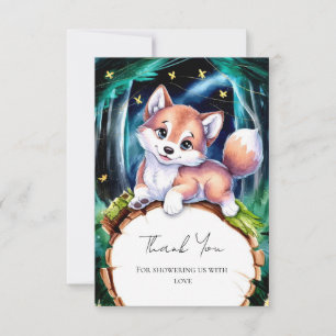 Boho Magical Wolf Baby Shower Dankeskarte