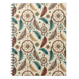 Boho-Magie-Traumfänger, farbenfrohes Feder-Muster Notizblock