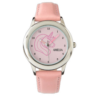 Boho Magischer Süßer Mädchen Einhorn Rosa Uhr Name