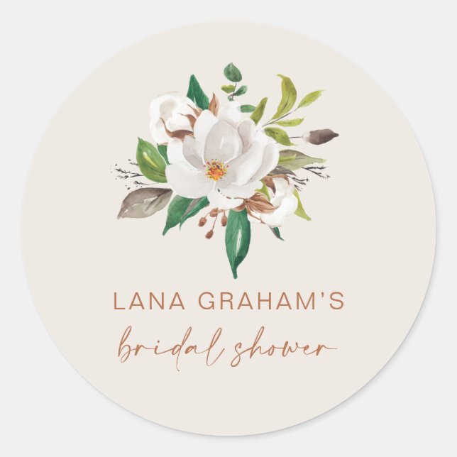 Boho Magnolia Favor Étiquette Fête des mariées Sce (Devant)