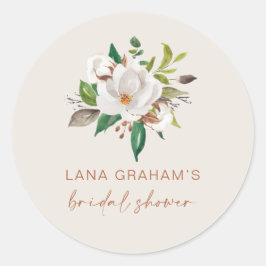 Boho Magnolia Favor Labels Brautparty Siegel L201 Runder Aufkleber