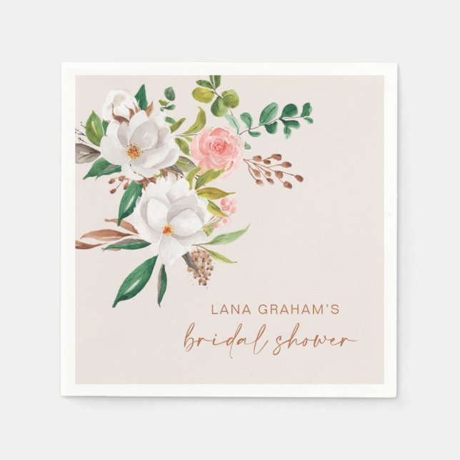 Boho Magnolia Napkin Brautparty Party L201 Serviette (Vorderseite)