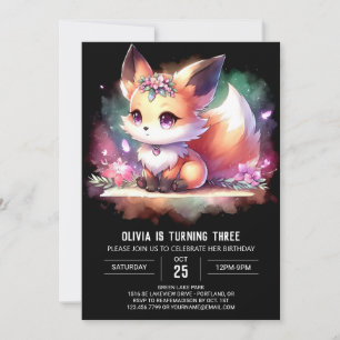 Boho Majestic Fox Birthday digital Einladung