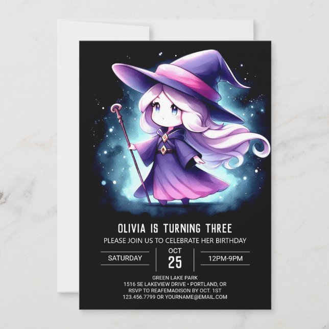 Boho Majestic Wizard Birthday Einladung (Vorderseite)