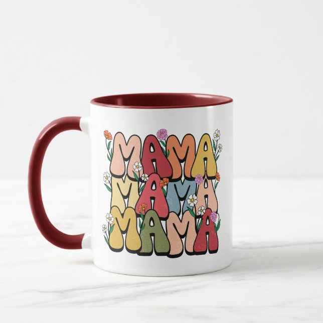 Boho "Mama" gestapelte Typografie Tasse (Links)