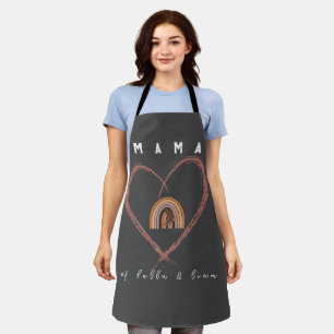 Boho Mama Text mit Mondfedern und Kindernamen Schürze