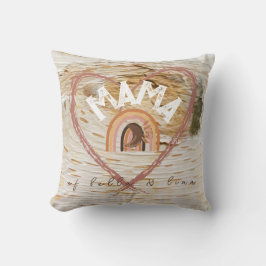 Boho Mama Text w/Moon Feathers and Kid Names Kissen