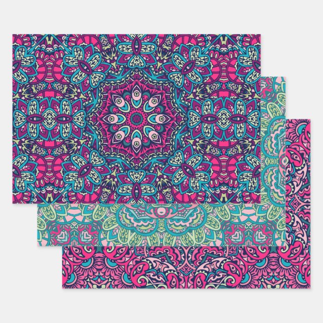 Boho Mandala Abstract Design Geschenkpapier Set (Set)