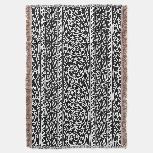 Boho Mandala Blume & Leaf Throw Blanket Decke (Vorderseite Vertikal)