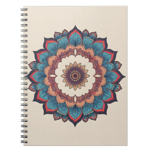 Boho Mandala Blüte Türkis- & Korallen-Spiralbloc Notizblock