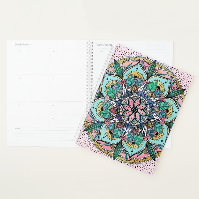Boho Mandala Colorful Watercolor Floral Planer (Anzeige)
