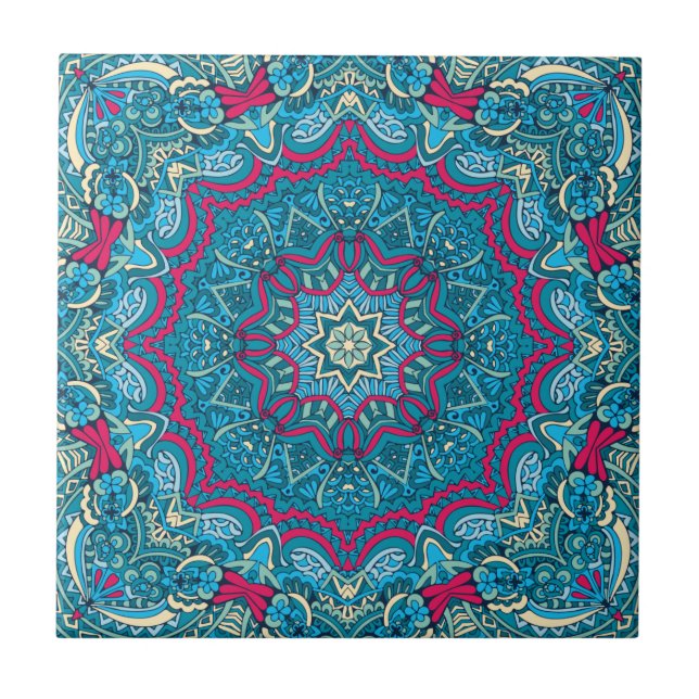 Boho Mandala Festive  Fliese (Vorderseite)