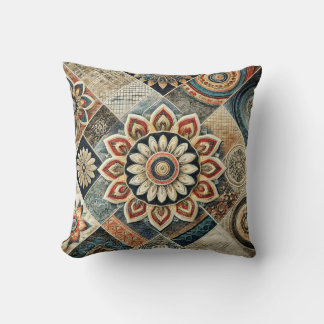 Boho Mandala Floral Art Moderne Jeter Oreiller