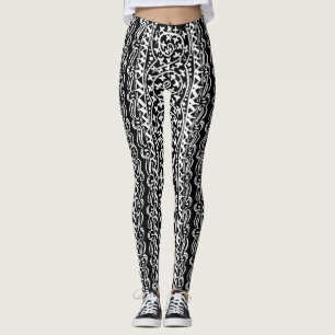 Boho Mandala Flower & Leaf Leggings