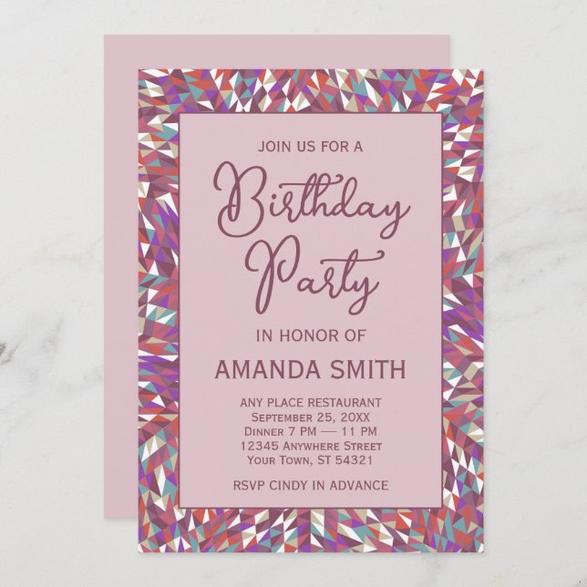 Boho Mandala Geburtstagsparty Einladung (Vorne/Hinten)