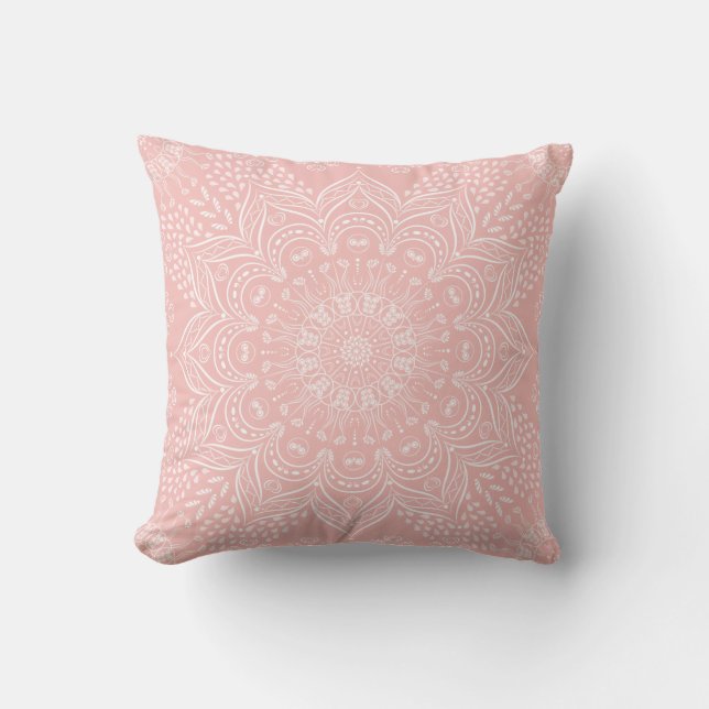 Boho Mandala Girly Blush Pink Kissen (Vorderseite)