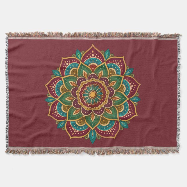 Boho Mandala Hippie Boho Decke (Vorderseite)