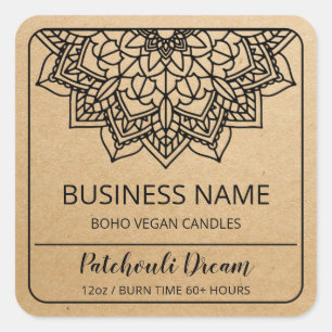 Boho Mandala Kraft Soy Étiquettes de produits de b