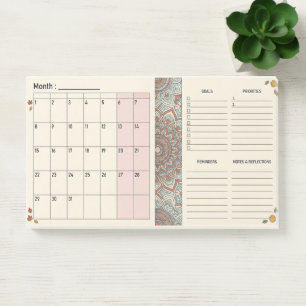 Boho-Mandala-Monatskalender Post-it Klebezettel