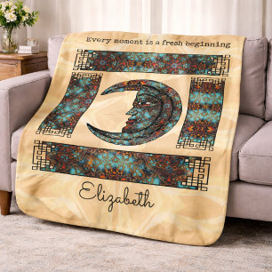 Boho-Mandala-Mond Türkis Inspirierendes Zitat Sherpadecke