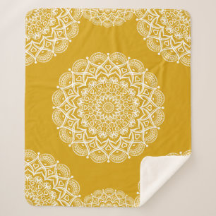 Boho Mandala Mustard Yellow Elegantes Muster Sherpadecke