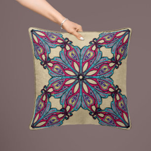 Boho Mandala Throw Kissen - Beige