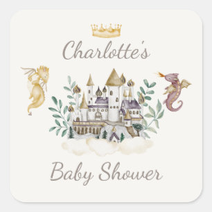 Boho Märchenbuch Drache Baby Shower Geschenk Quadratischer Aufkleber
